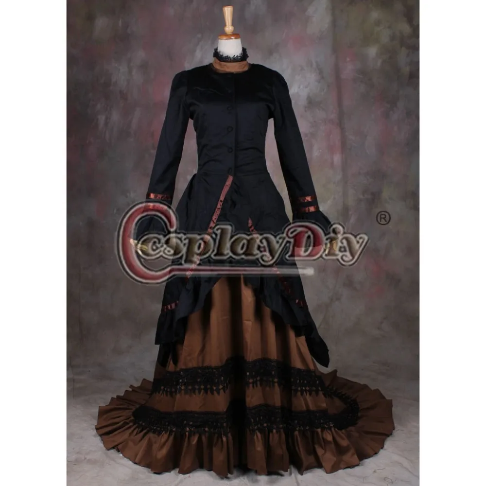 Customized Black and Brown Medieval Gothic Victorian Rnaissance  Costume  Adult Women's Cosplay Costume D1127