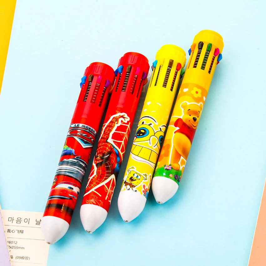 Mixed color 1pc Ballpoint Pen Ten Color Refill Cartoon Pen Primary School Students Writing Painting Color Pen Office Stationery