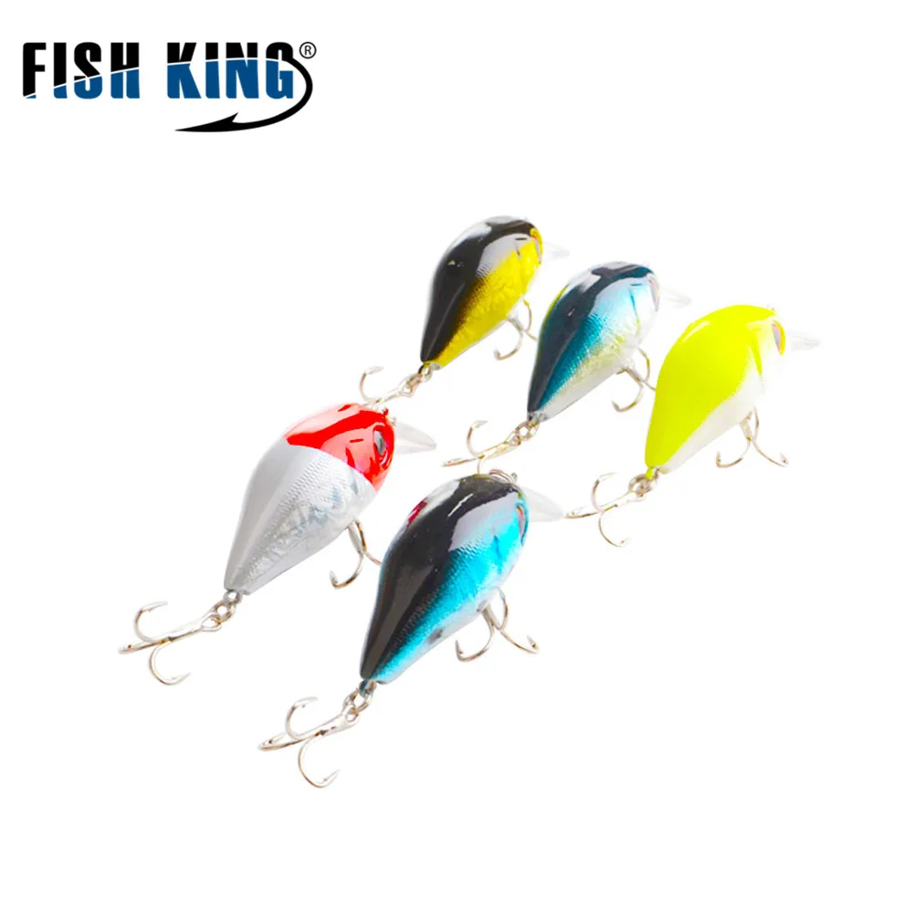 FISH KING 6.9g Crank Hard Bait Fishing Lure 5cm 3D Eye Fake Fish Crankbait Bass Swinbait Crankbaits Inshore Silicone Bait Popper