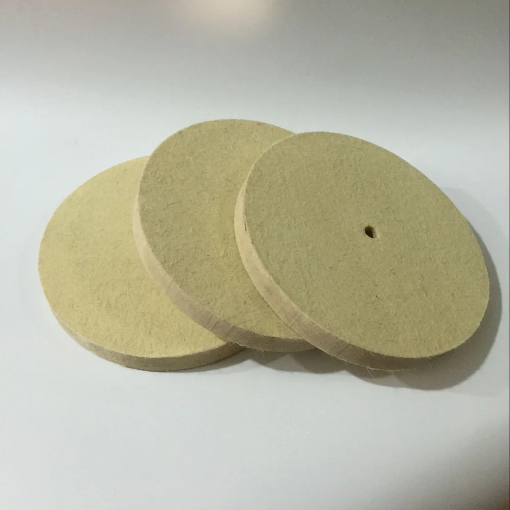 1 Pcs 100 Mm Vilt Wol Buffing Polijstschijven Pads Polijstmachine Grootte 100 Mm (Od) * 30 Mm (Th) * 10 Mm (Id)