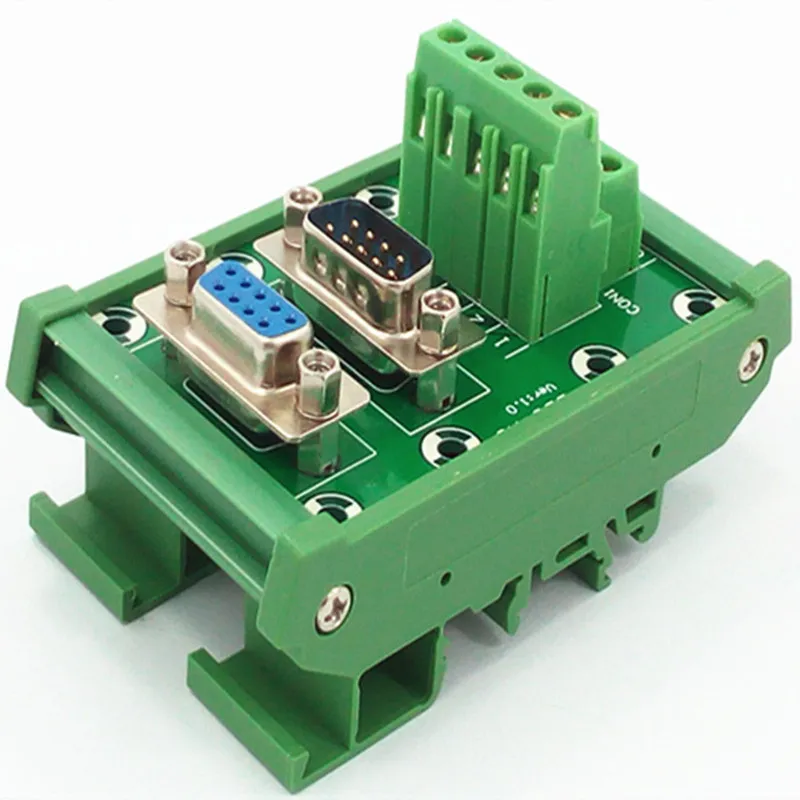 D-SUB DB9 DIN Rail Mount Interface Module  Male/Female Header Breakout Board, Terminal Block, Connector.