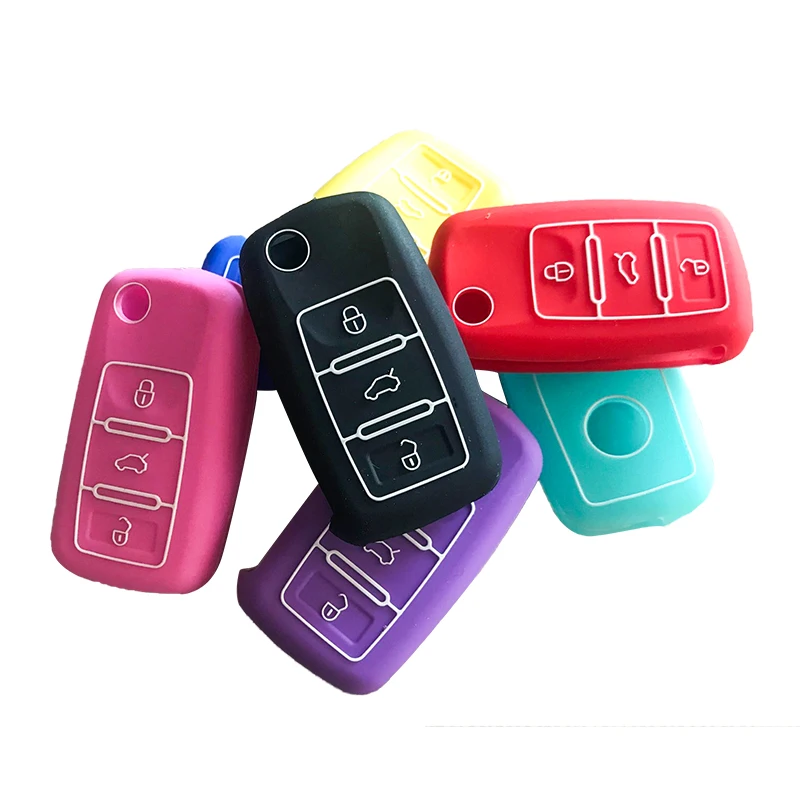 RMLKS Silicone Key Case For Volkswagen Polo Passat B5 Golf 4 5 6 Mk6 Tiguan Golf CrossFox Plus Eos Scirocco Car Key Cover