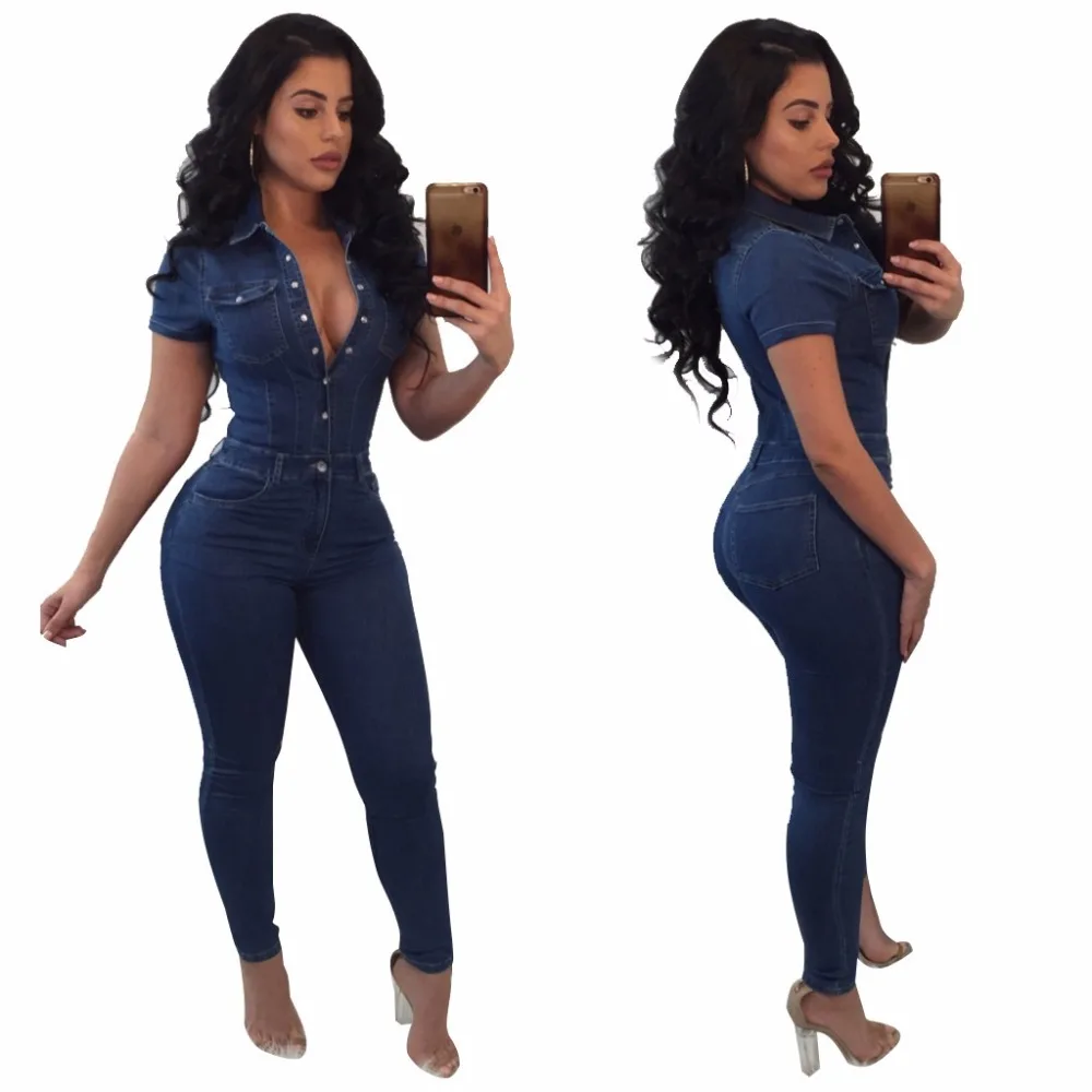 Skinny denim tuta Plus size jeans tuta Abbigliamento Donna