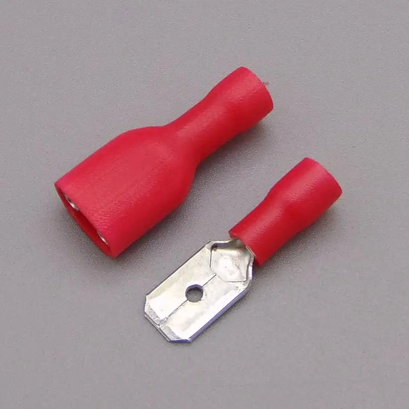 connector RED Fully Insulated Spade Electrical Crimp Connectors- Mixed Male & Female