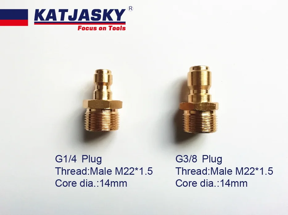 1/4  Or  3/8 quick release plug  for coupler 100% copper, Male thread M22*1.5, core dia.:14mm