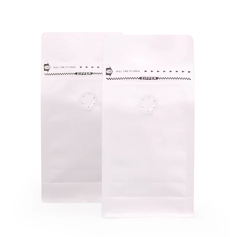 100pcs 0.25 pound volume white kraft paper Lamination aluminum foil ziplock packaging bag coffee bag eight side seal zipper bag