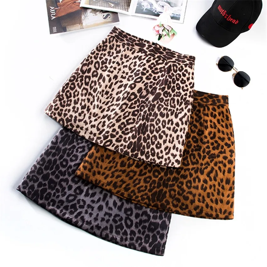 

2019 Autumn Plus Size S-2XL Women High Waist Leopard Skirt Elegant Woman Casual Clubwear Party Club Hollid Girl Skirts Mini 659