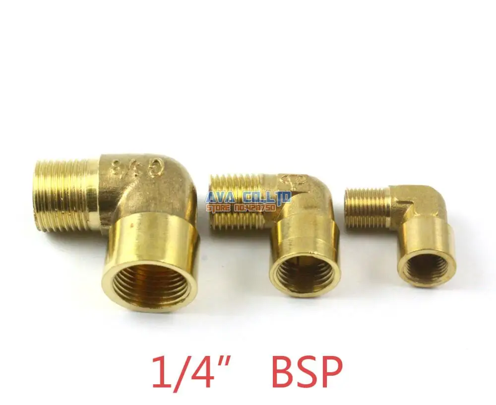 

10 Pieces Brass 1/4" BSP Male to Female Elbow Pipe Fitting Fuel Air Gas Water Hose Connector Coupler