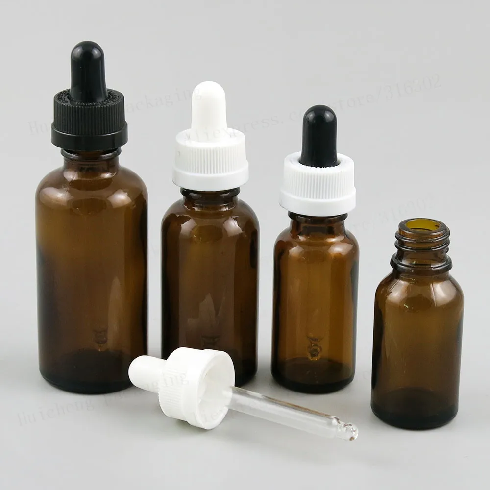 200 x 5ml 10ml 20ml 30ml 50ml 100ml Travel Amber Glass Essential Oil Bottle With Dropper 10cc 1oz Brown Dropper Vials