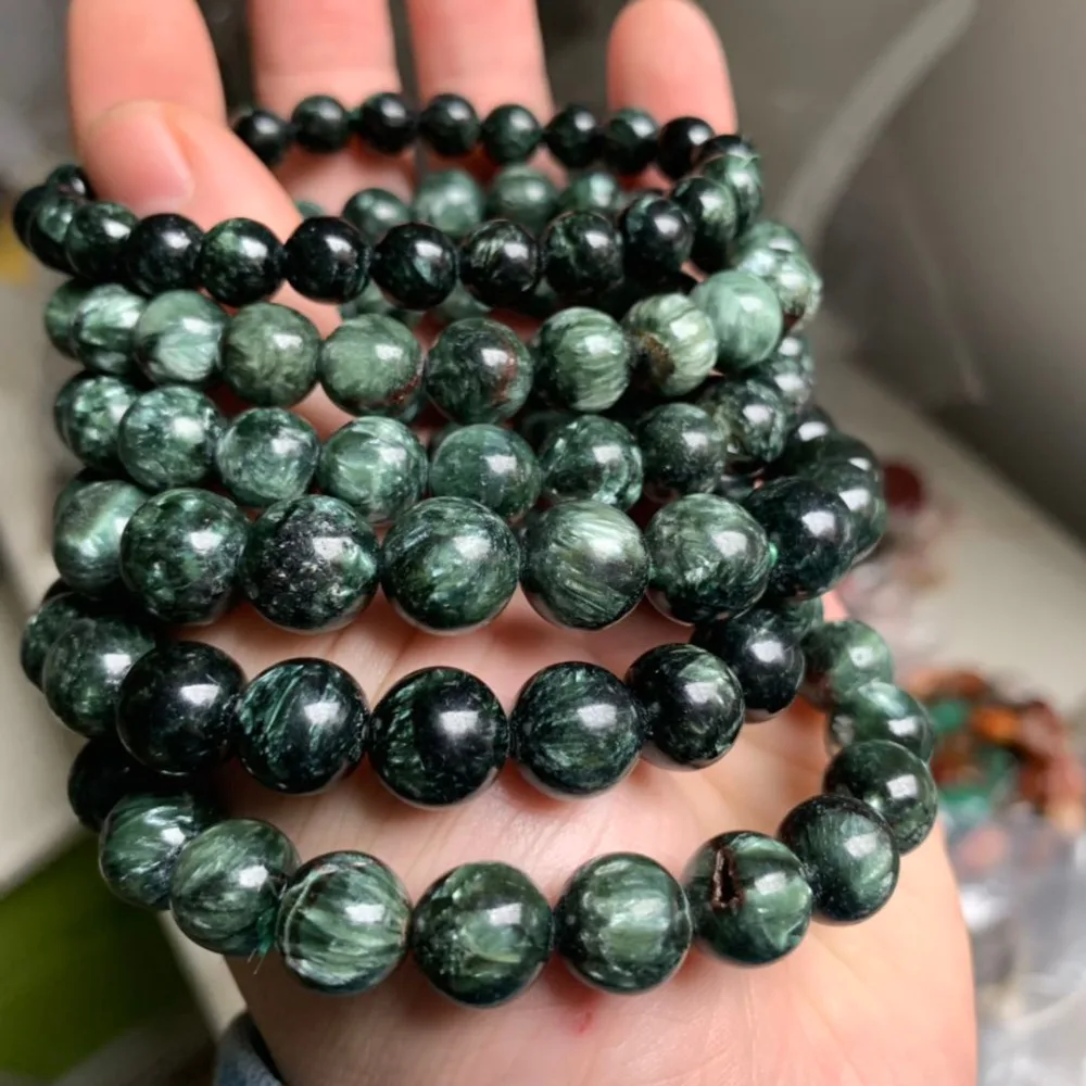 

russian Seraphinite (Clinochlore) stone beads bracelet natural energy gemstone bracelet for woman for gift wholesale !