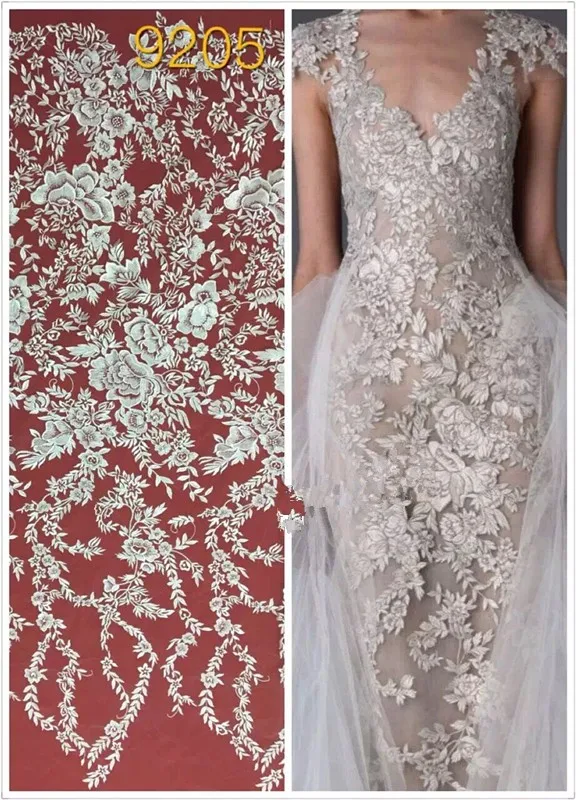 

Embroidered African Guipure French Lace Fabric White High quality J-825 African Tulle Lace Fabric for Bride