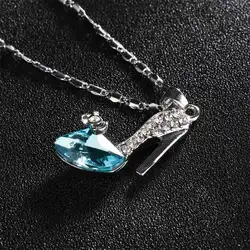 Hot 1PC Cinderella High heel Pendant Women Long Necklace Multicolor Dream Rhinestone Crystal Shoes Romantic Jewelry Accessories