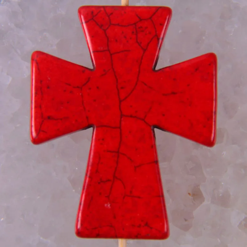 50x40MM Red Turquoise Bead Cross Pendant Jewelry For Woman Gift S015