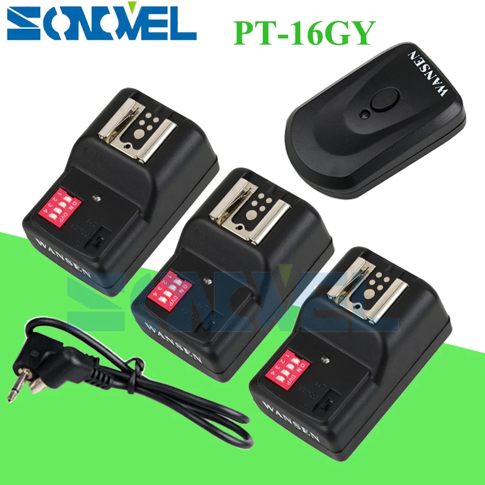 WanSen PT-16GY 16 Channels Wireless Flash Trigger Transmitter SET With 3 Receivers for Canon Nikon Pentax Olympus Yongnuo Sigma