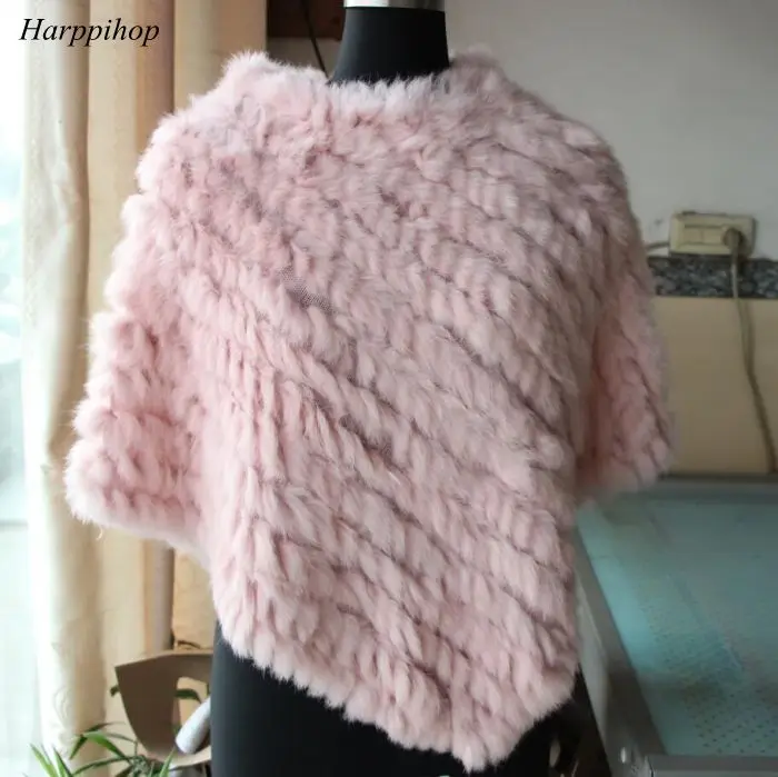 2019 FREE SHIPPING  Handmade Knitted women Rabbit Fur Poncho Genuine  Rabbit fur fashion poncho shawl jacket Coats wholesale