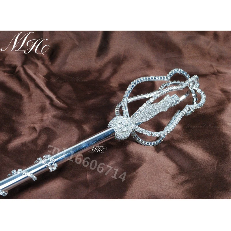 Miss Beauty Pageant Crystal Scepter Wand Handmade Queen Sceptre Staff Wedding Prom Party Costumes Accessories Handheld Prop