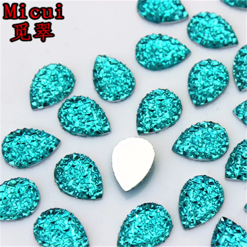 Micui 100pcs 10*14mm Crystal Resin Flatback Rhinestones Drop Crystal Stones Non Hotfix Scrapbook Strass For Wedding Crafts MC411