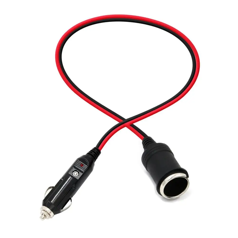 100W 12/24V Durable Car Cigarette Cigar Lighter Extension Cable Socket Lead Cord Adapter