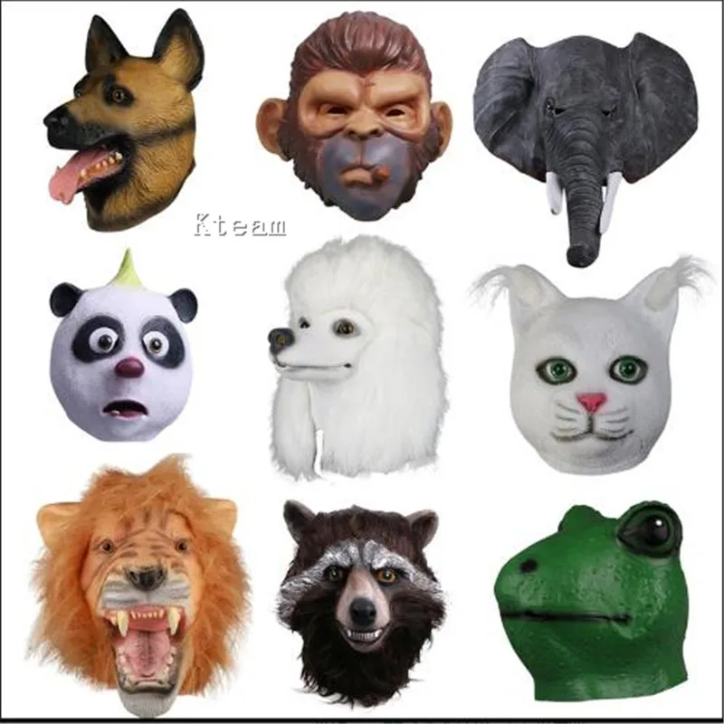 

Funny Monkey Head Latex Mask Full Face Adult Dog Cat Mask Lion Panda Breathable Halloween Masquerade Fancy Dress Party Cosplay