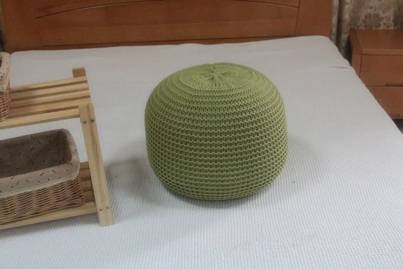 POUF con cuscino rotondo in lana lavorato a maglia di nuovo stile