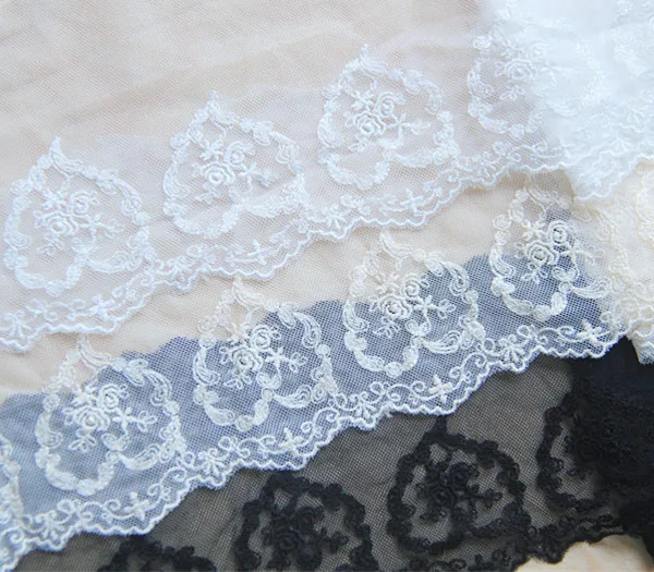 1yard Width:11cm Vintage Rose Heart Design Trimming Lace Embroidered Lace for Garment Wedding Dress Scrapbooking(ss-649)