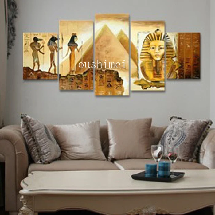 

Handmade 5 Pcs Pyramid Picture On Canvas Pharaoh Oil Painting For Living Room Wall Art Free Shipping Pictures Abstract Landscape