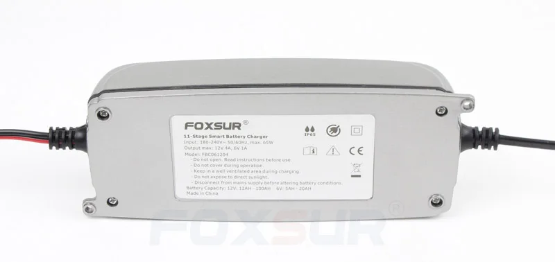 FOXSUR 12V 4A 6V 1A 11-stage Smart Battery Charger, 6V 12V EFB GEL AGM WET Car Battery Charger with LCD display & Desulfator