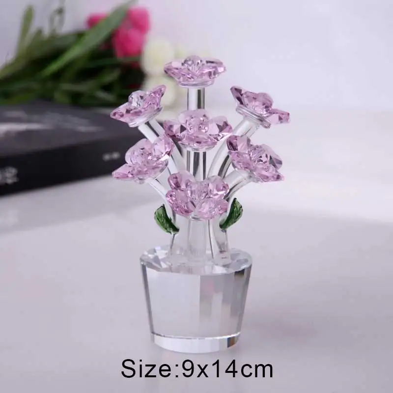 

1 pcs Glass Crystal Tree with Flower Fengshui Crafts Home Decor Figurines Christmas New Year Gifts Souvenirs Decor Ornament