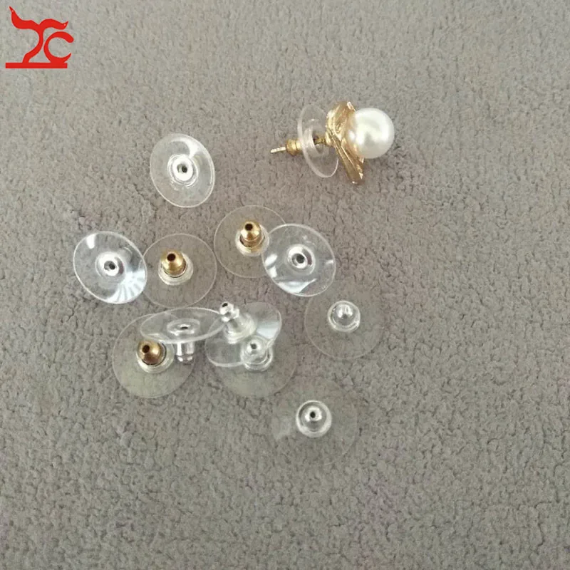 50Pcs Silicon Stud Earring Back Stoppers Gold Silver Plate Earring Post Nut Pad For Jewelry Finding And Components 11*6 mm