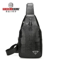 Crocodile Pattern Leather Men's Chest Bags Fashion Classic Men Bags Personality Travel Male Shoulder Bags Messenger Bag