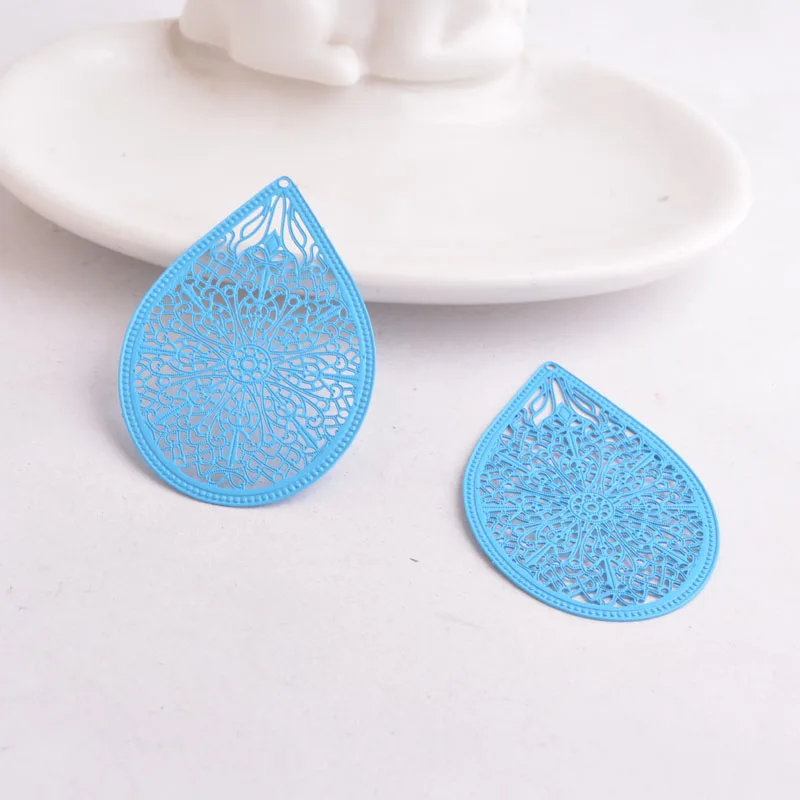 30 Stück AA1533 49*33mm Filigraner Wassertropfen Großer Anhänger aus Messing Tropfenförmiger Anhänger DIY Ohrring-Zubehör Fermoirs Pour Fabrication Bijoux – Detail 7