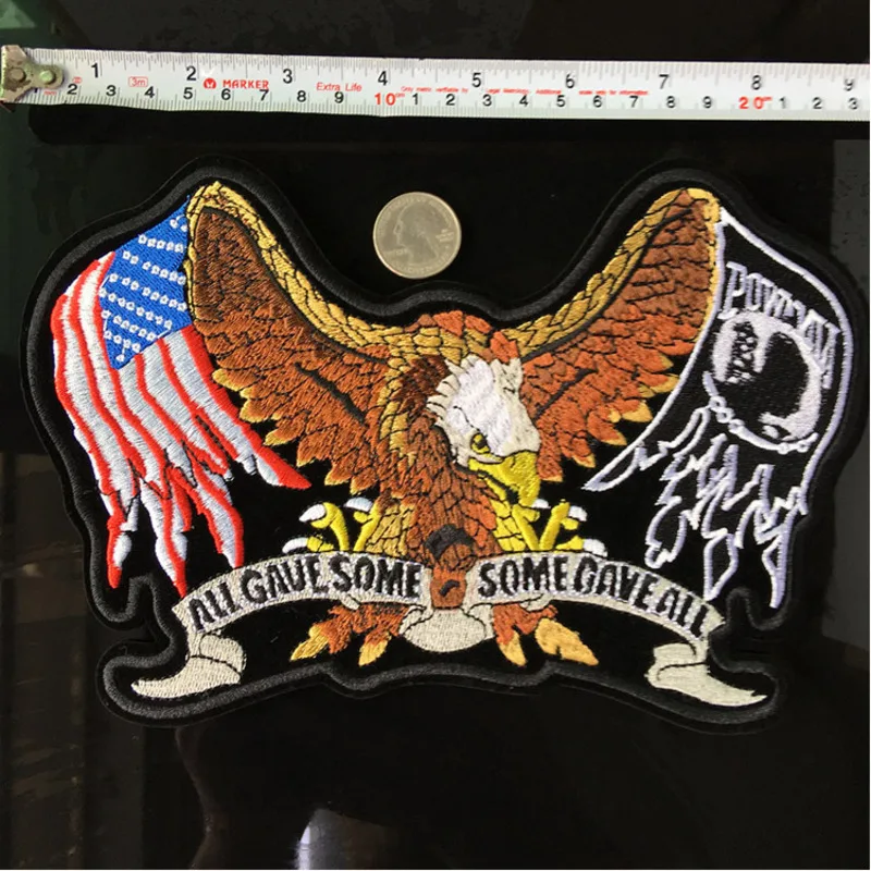 PGY High quality 23x15CM USA eagle and flag little one Embroidery Patches for Jacket Back Vest Motorcycle Club Biker Appliques