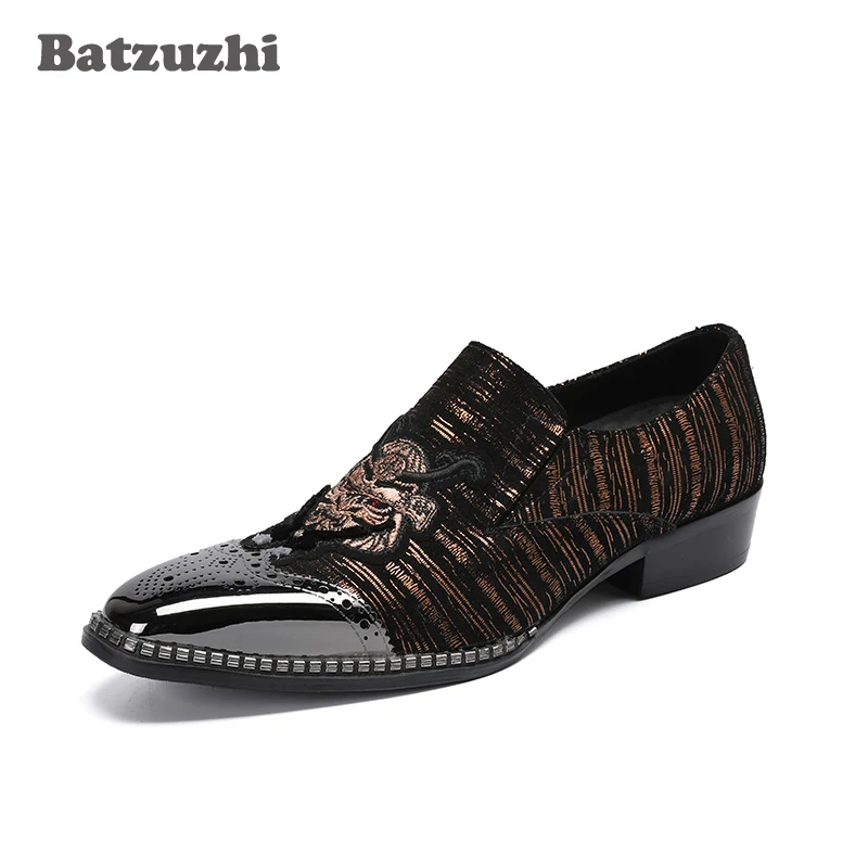 

Batzuzhi Italian Type Luxury Men's Dress Shoes Metal Toe Genuine Leather Shoes Men Business and Party Footwear Handmade, 38-46