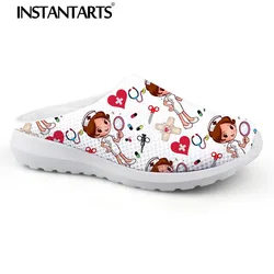 INSTANTARTS Women Beach Home Slippers Fashion Nurse Shoes Medical Doctor Sandals Female Summer Mesh Flats Sandalias Mujer Girl