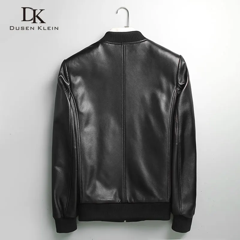 Duusen Klein – veste en cuir véritable pour homme, manteau en peau de mouton, Slim/décontracté/noir, I6086