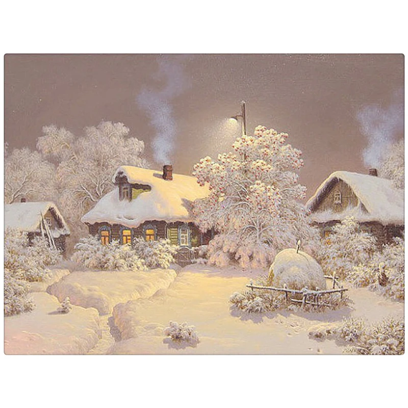 New Arrival 5D Square Diamond Painting Snow house Cross Stitch Kit DIY Set Embroidery Rhinestone Home Decor Needlework AZ007 ZX