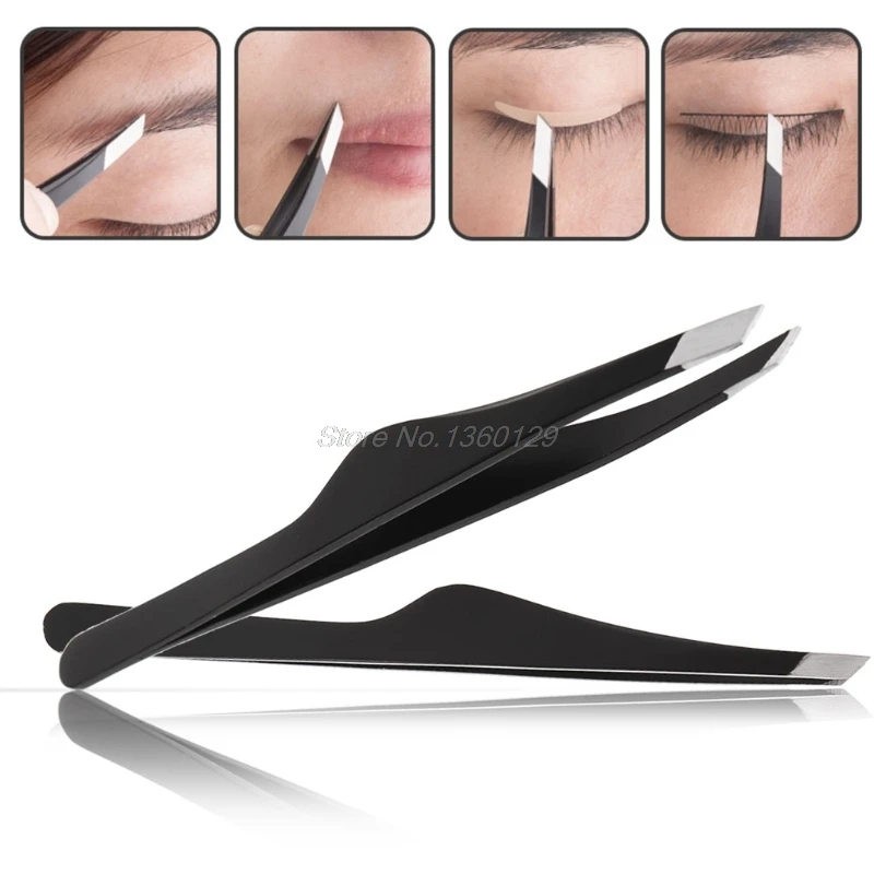 Professional Stainless Steel Slant Tip Hair Removal Eyebrow Tweezers Makeup Useful Hand Tool J26 19 Dropship