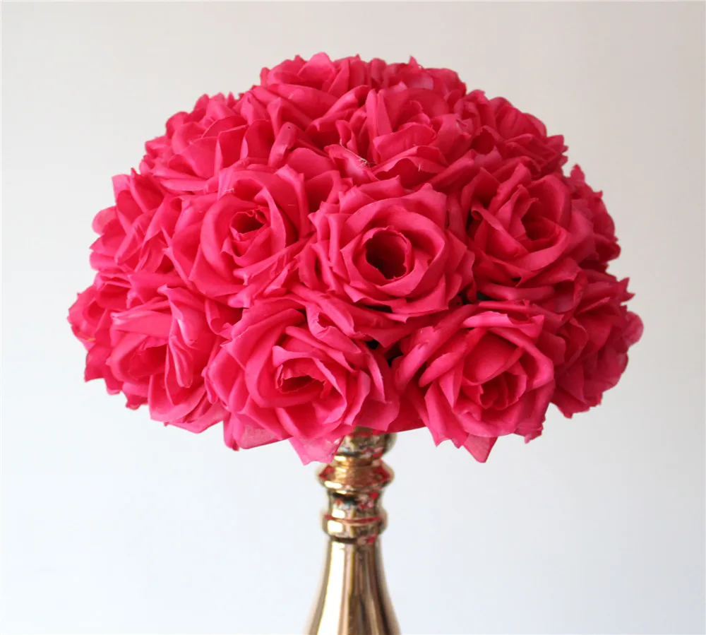 SPR 30CM 12pcs/lot plum/fuschia Hanging Flower Ball Centerpieces Silk Rose Wedding Kissing Ball Pomanders Mint Decoration Ball