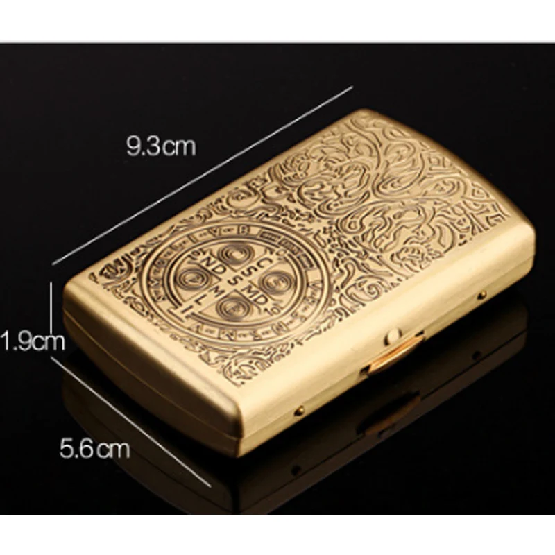 12 Cigarette )Unique Retro Metal Constantine Cigarette Case Bronze Cigarette Case Copper Carving Cigarette Box Smoker Men\'s Gift