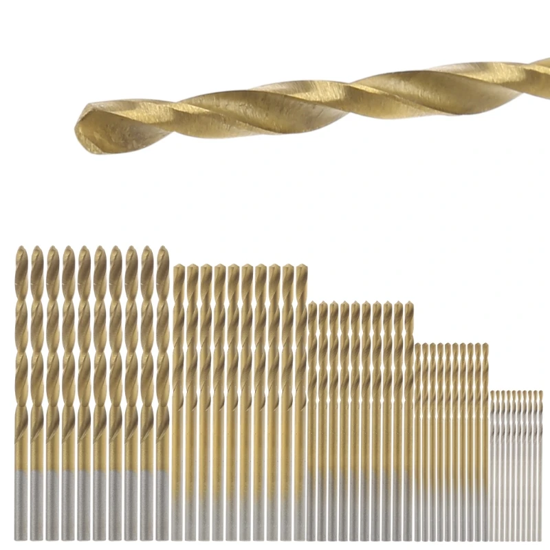 50Pcs/Set High Speed Steel Plating Titanium Coated Metal Drill And Drive Bit Tool Set-Y6.301