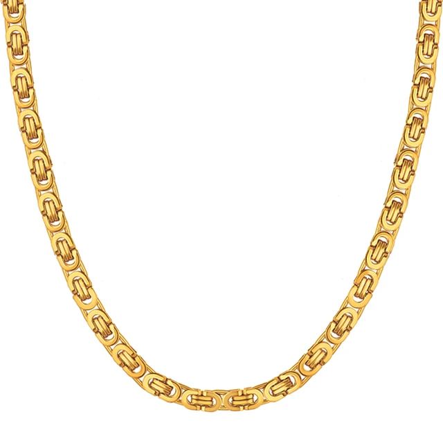 Fashion Luxury Men Fashion Gold Chain Necklace Stainless Steel Byzantine Chains Street Hip Hop Jewelry Necklace AliExpress