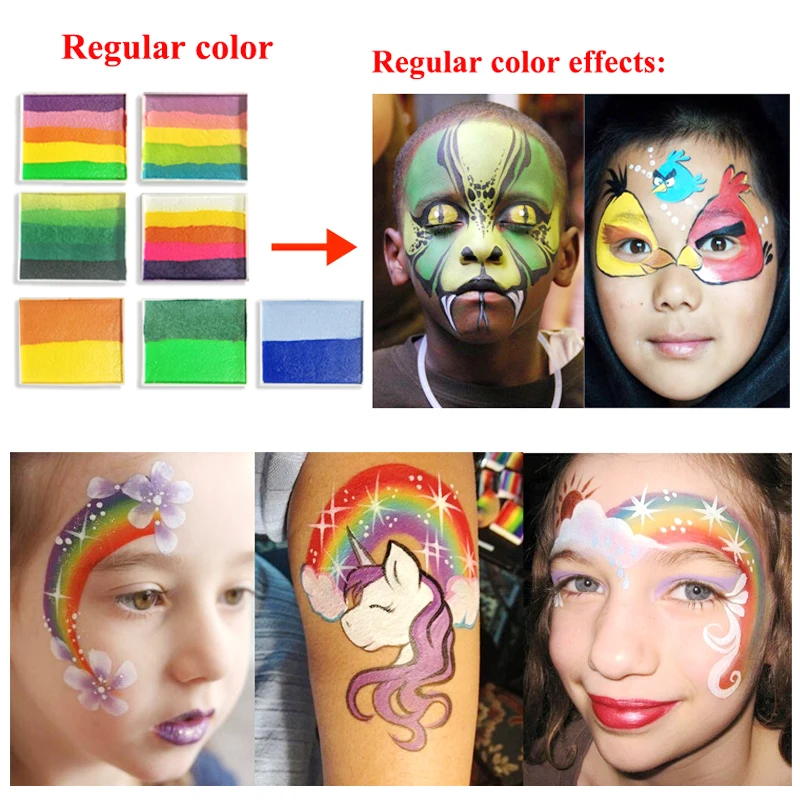 Pro Rainbow Body Paint Halloween Face Painting Makeup Pigment 50g/piece Multicolor Series Temporary Body Art Tattoo Split Cakes