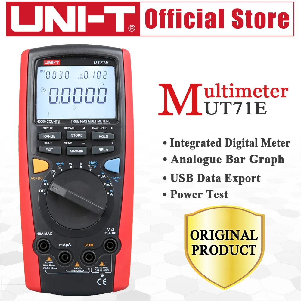 UNI-T UT71E Intelligent Digital Volt Amp Ohm Capacitance meter thermometer with USB Temperature