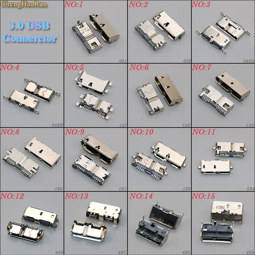 ChengHaoRan-Conector Micro USB 3,0, de 10 pines conector hembra, puerto de carga trasera, interfaz de disco duro Móvil, 1 ud.