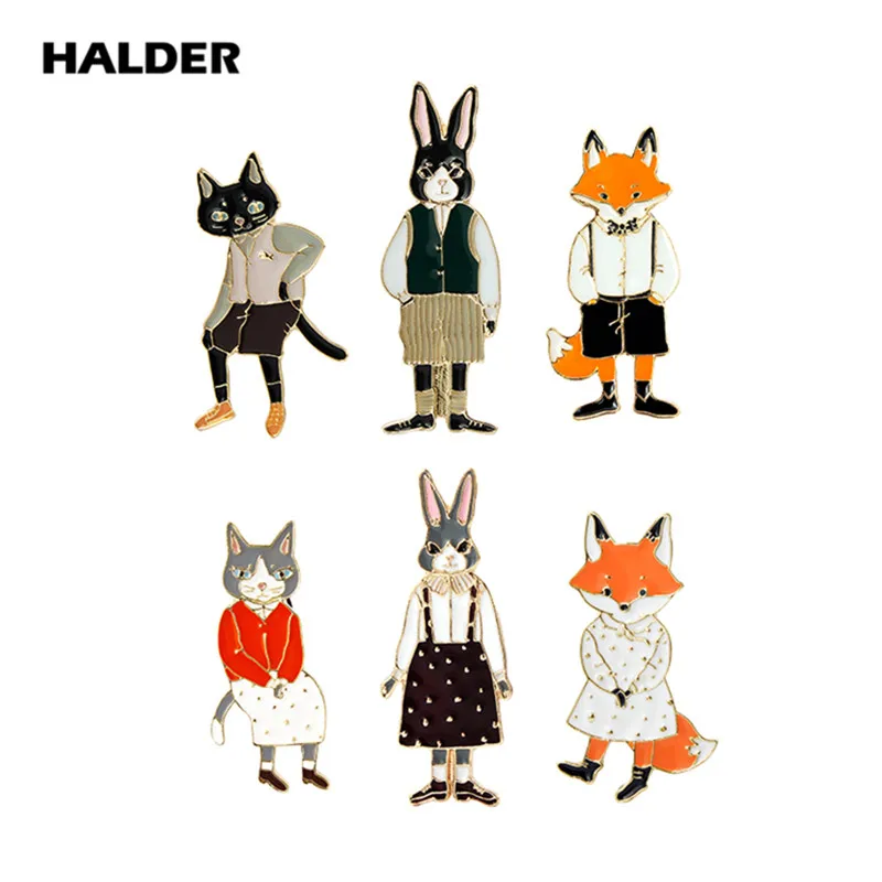 Popolare cartone animato super carino coniglio volpe gatto spilla in metallo spille spilla accessori gioielli moda per coppie famiglia donna uomo