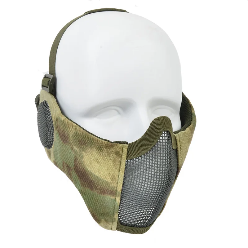 

Tactical Foldable Mesh Mask With Ear Protection For Airsoft Paintball Adjustable Elastic Belt Strap Hunting Helmet Mask