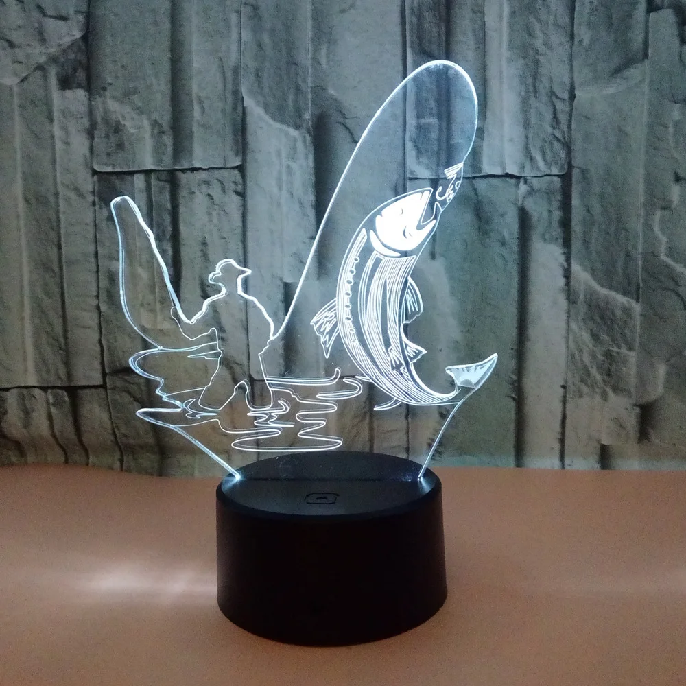 

New Fishing 3d Nightlight 7 Colorful Touch 3d Led Lamp Small Gifts Atmosphere 3d Light Fixtures Novelty Usb Led Table Lamp