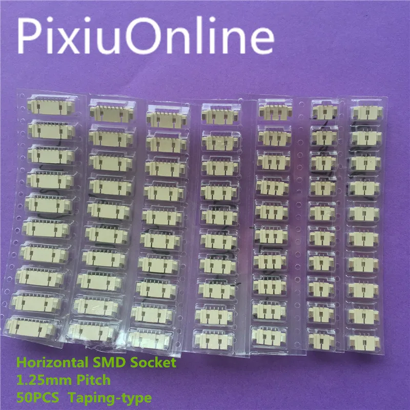 50PCS YT2016 1.25 mm Spacing Connector 2P/3P/4P/5P/6P/7P/8P Taping-type Horizontal SMD Socket 1.25mm Pitch Patch Plug Connector