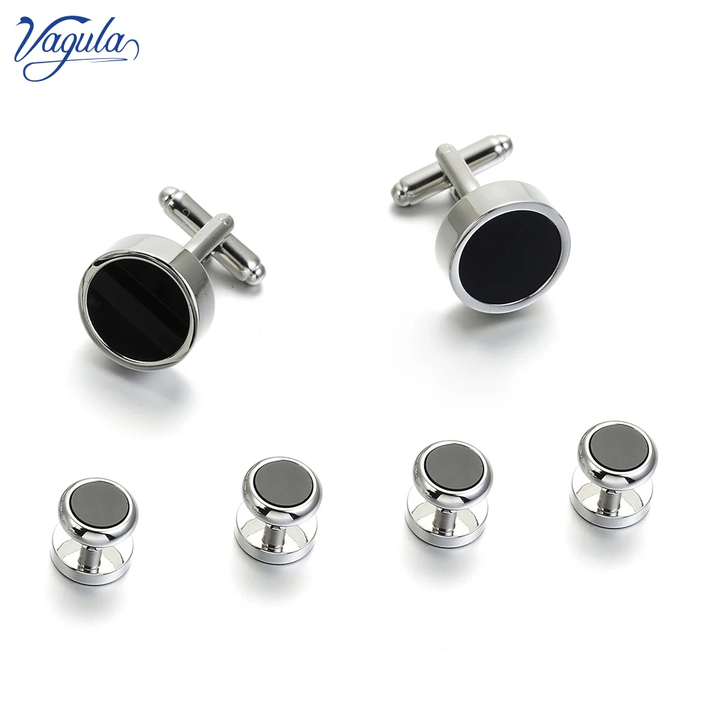 

VAGULA New Cufflink Studs 6 PCS Set Black Stone Gemelos Tuxedo Collar Stud Bonito Men Jewelry 436