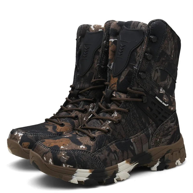 

Field Training High-Top Camo Boots Spring Autumn Outdoor Climbing Hunting Waterproof Non-slip Shoes 47 Size